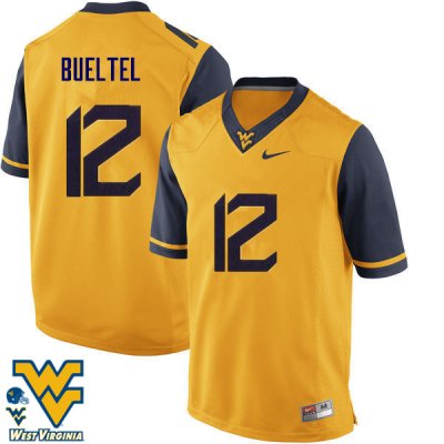 Men's West Virginia Mountaineers NCAA #12 Jack Bueltel Gold Authentic Nike Stitched College Football Jersey RO15P58UW